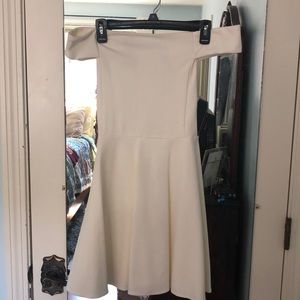 White peplum, off-the-shoulder dress